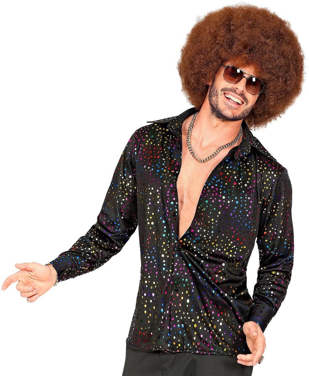 Hippie Kostuum | Groovy Style Disco Shirt 70s Man | Large / XL | Carnaval kostuum | Verkleedkleding